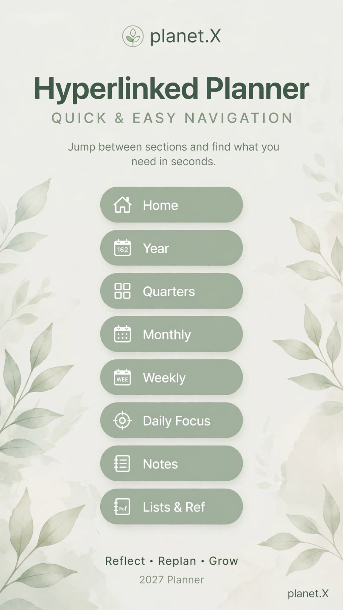 Xday 2027 hyperlinked digital planner cover artwork